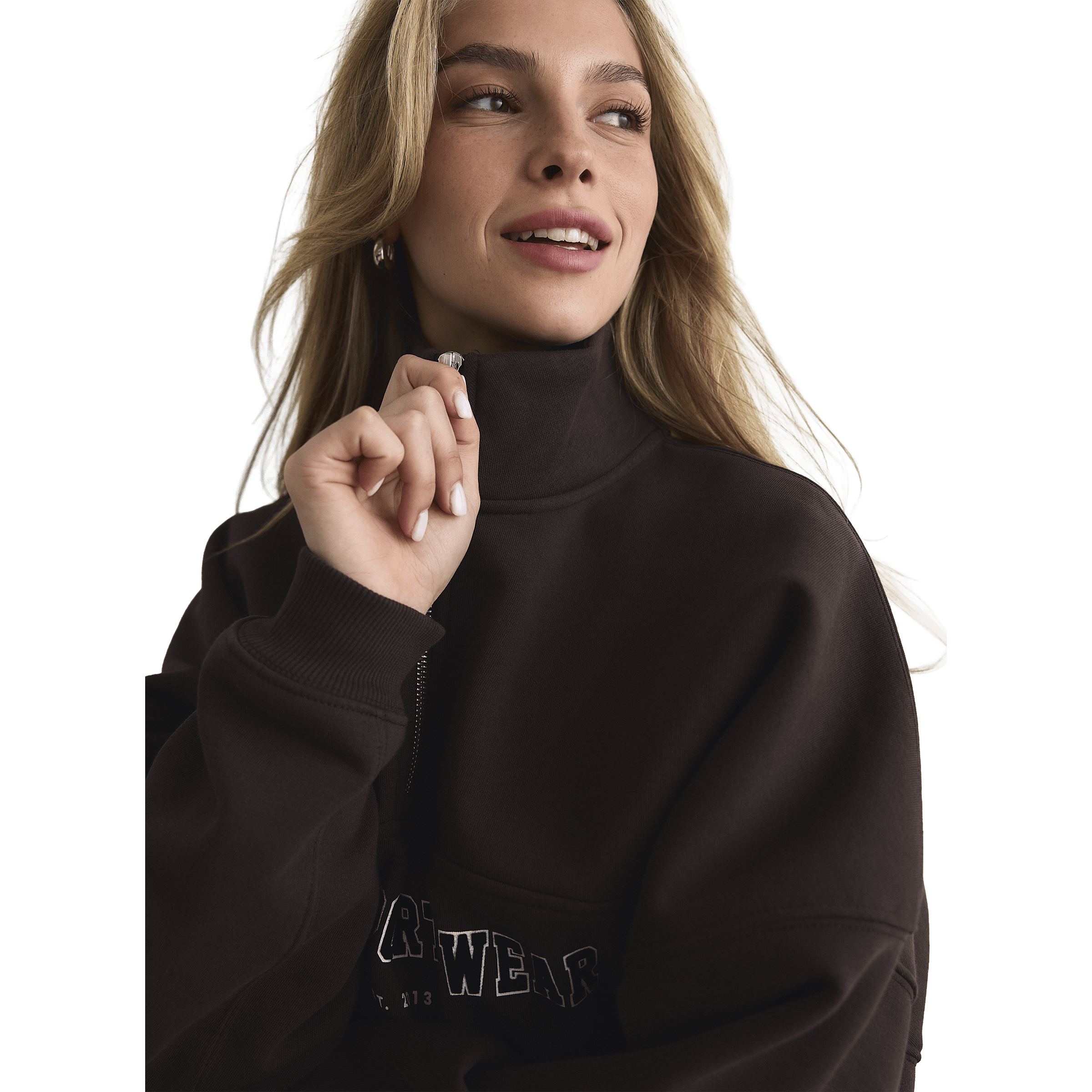 Womens Varsity Sweat Half Zip Chocolate | Sports Direct Australia